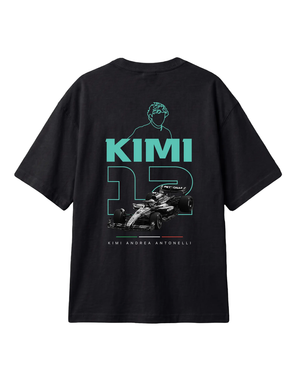 Kimi Antonelli F1 Unisex Oversized T-shirt Black Back View | Turn1 India