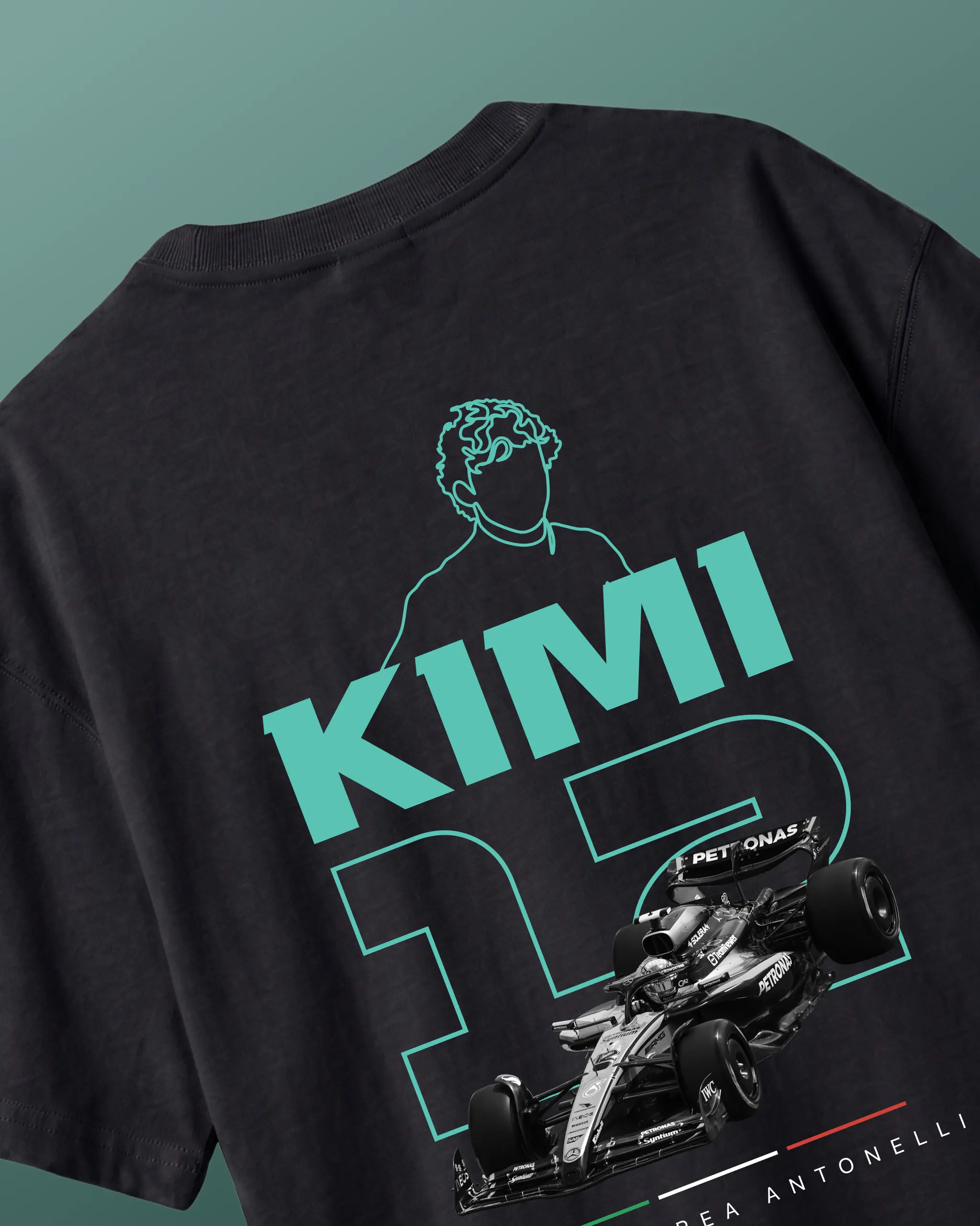 Kimi Antonelli F1 Unisex Oversized T-shirt Black Back View | Turn1 India