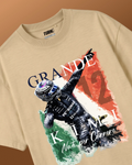 Kimi Antonelli Grande Kimi Graphic F1 Unisex T-shirt Beige Front View | Turn1 India 