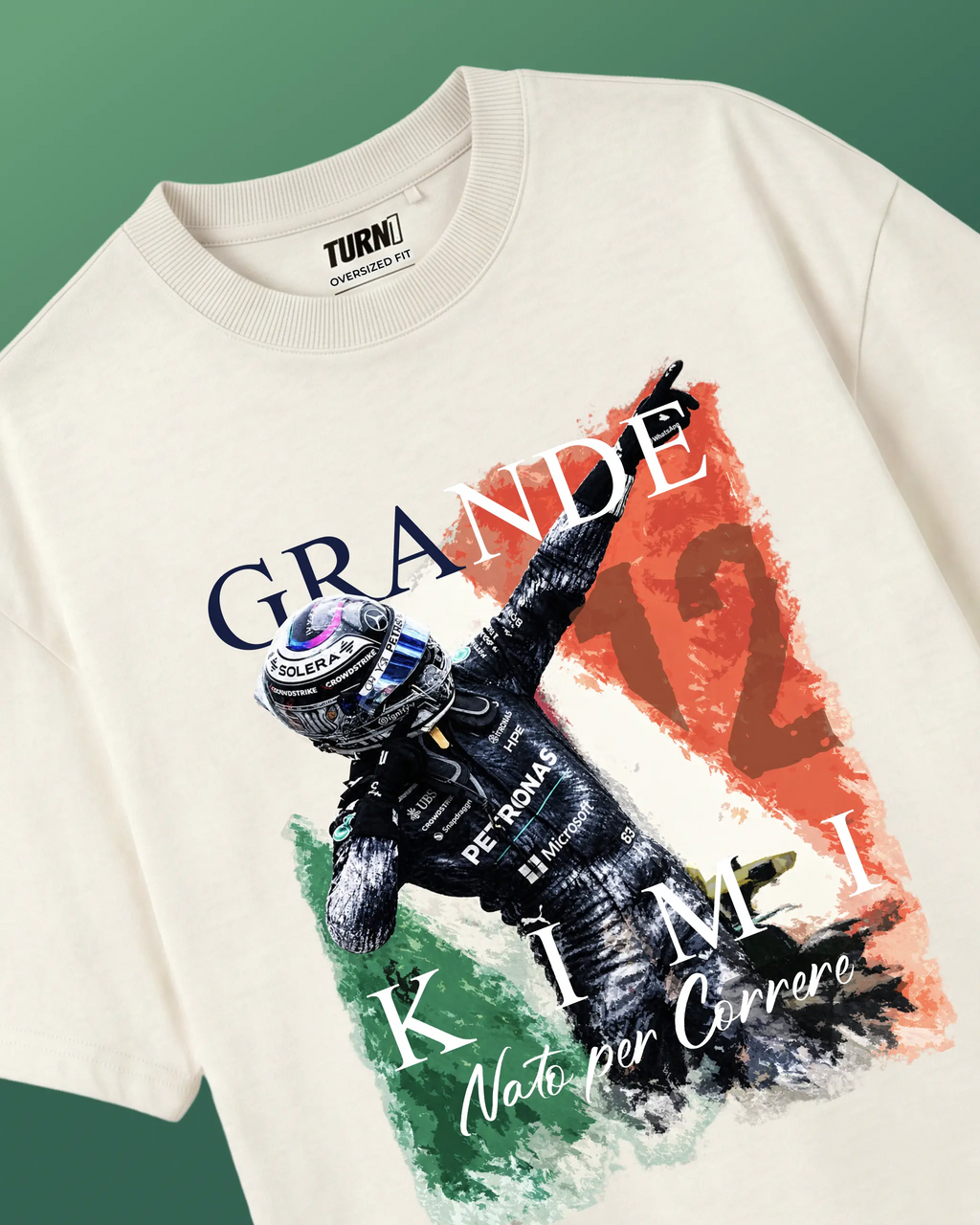 Kimi Antonelli Grande Kimi Graphic F1 Unisex T-shirt Off-White Front View | Turn1 India 