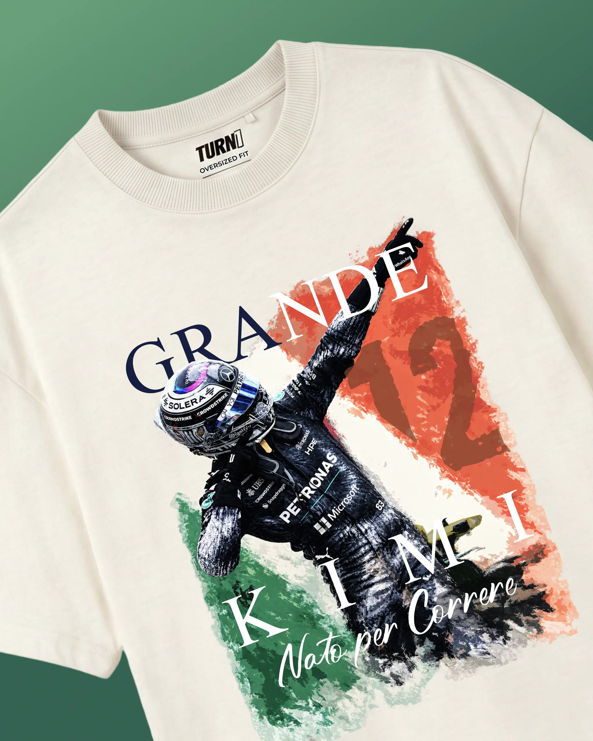 Kimi Antonelli Grande Kimi Graphic F1 Unisex T-shirt Off-White Front View | Turn1 India 