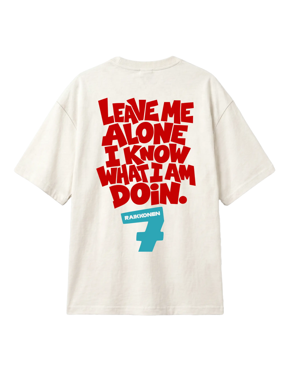 Kimi Raikkonen The Iceman F1 T-shirt | Kimi Raikkonen Formula 1 Tee India | Off-White | Unisex Oversized Fit | Back View | Turn1 India