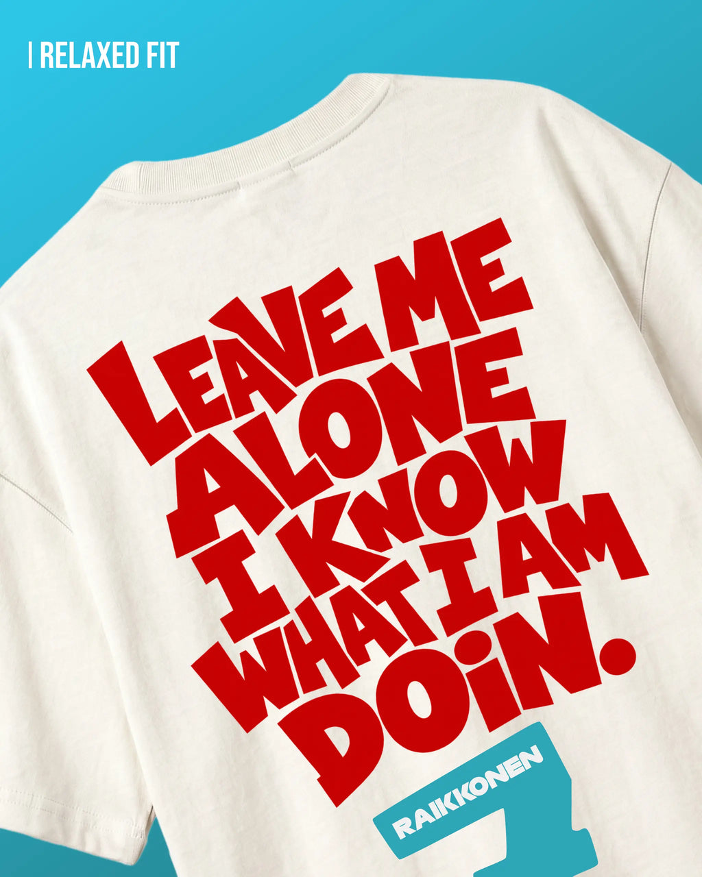 Kimi Raikkonen The Iceman F1 T-shirt | Kimi Raikkonen Formula 1 Tee India | Off-White | Unisex Oversized Fit | Back View | Turn1 India