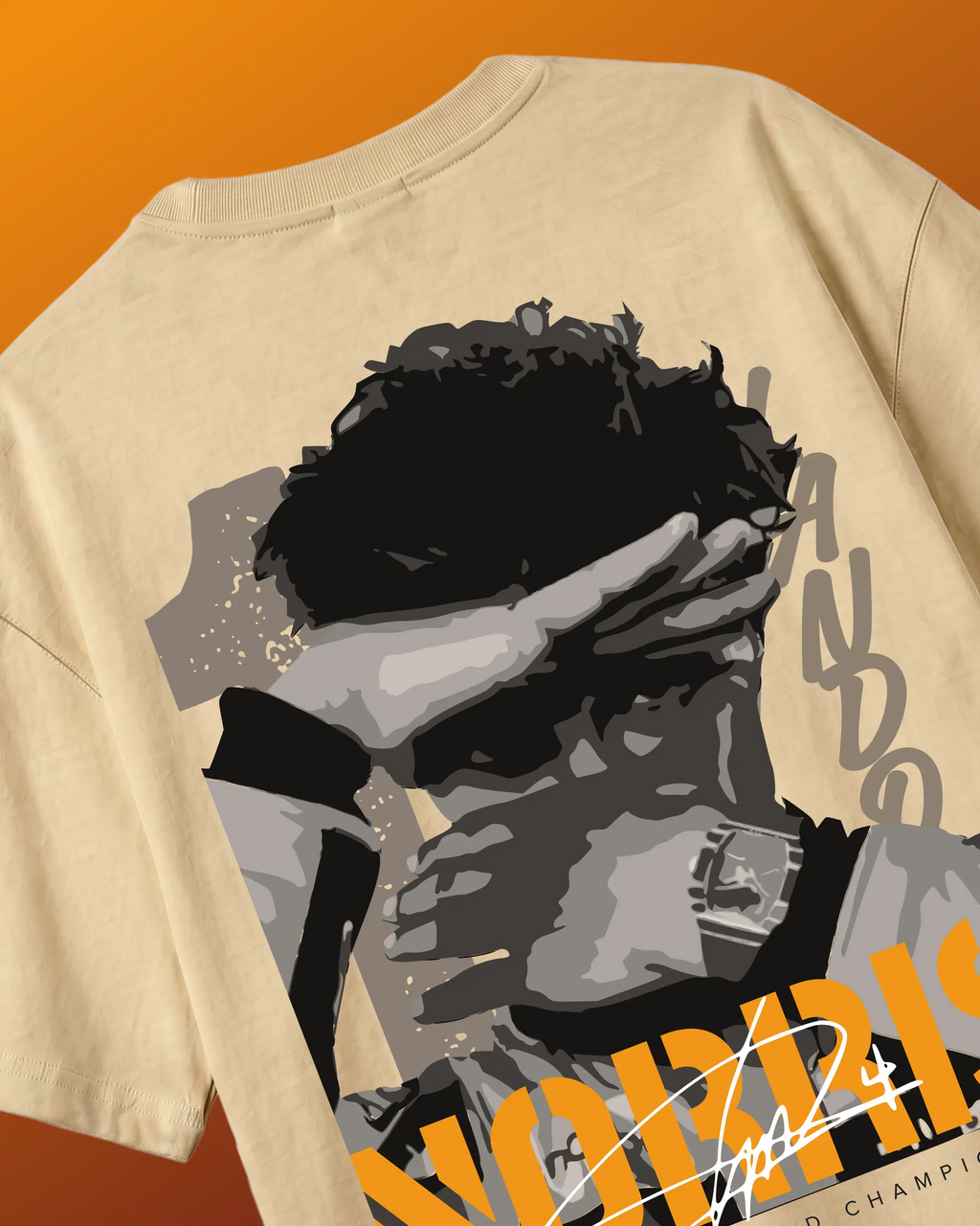 Lando Norris McLaren Talent Quote F1 Graphic T-shirt Beige Back View | Turn1 India