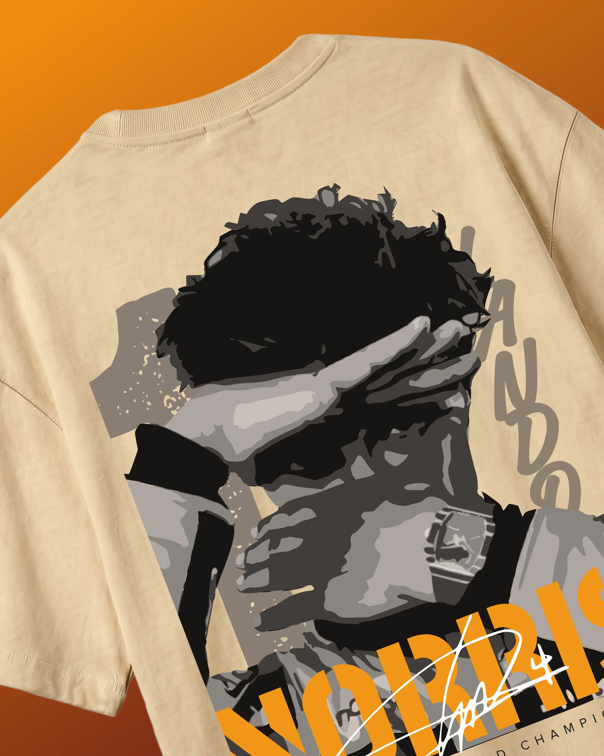 Lando Norris McLaren Talent Quote F1 Graphic T-shirt Beige Back View | Turn1 India