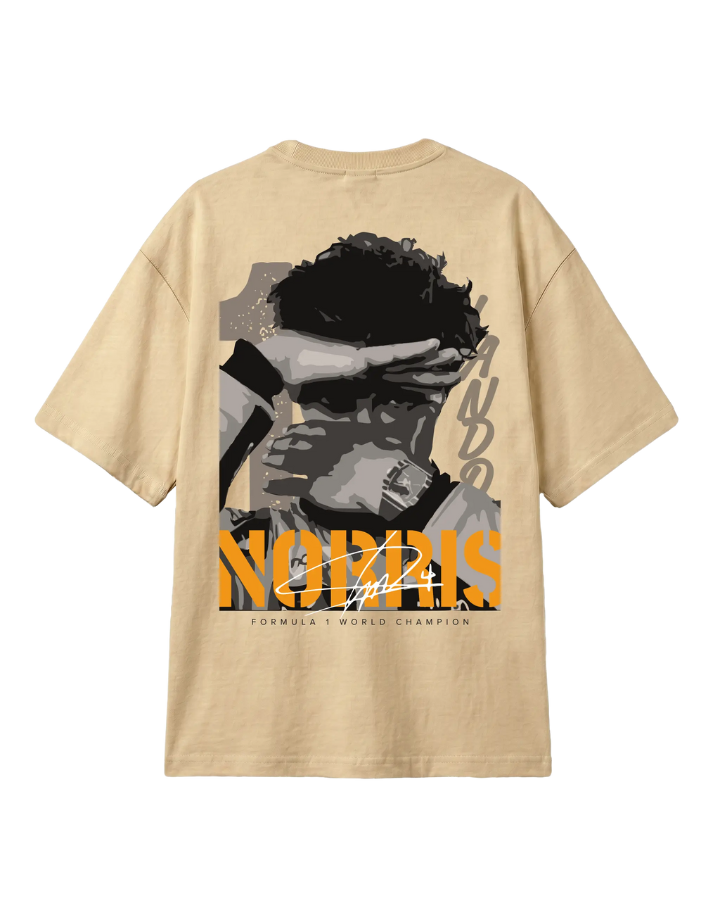 Lando Norris McLaren Talent Quote F1 Graphic T-shirt Beige Back View | Turn1 India