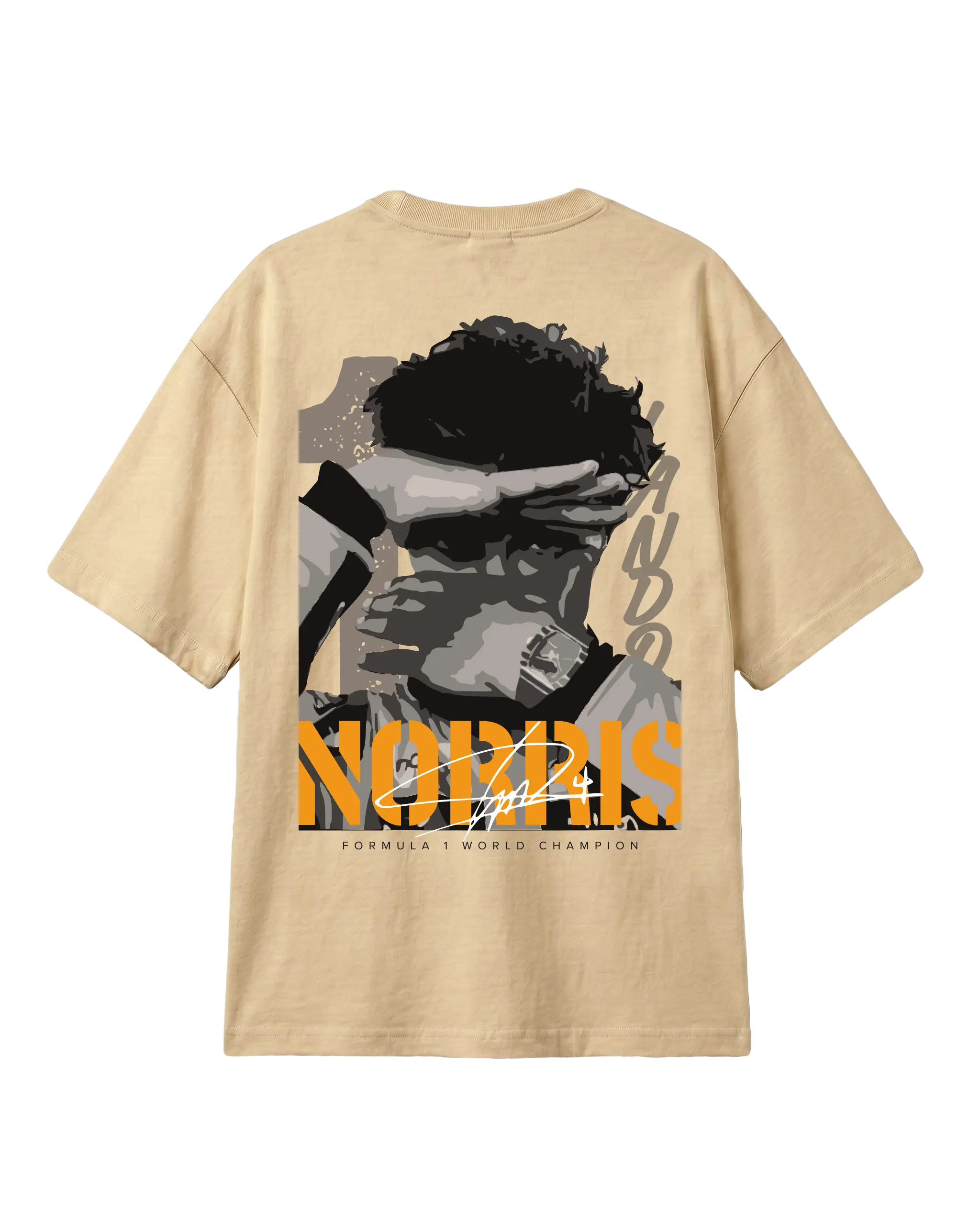 Lando Norris McLaren Talent Quote F1 Graphic T-shirt Beige Back View | Turn1 India