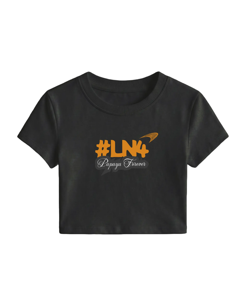 Lando Norris McLaren Papaya Women Girls Crop Top Black Front View | Turn1 India