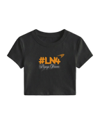 Lando Norris McLaren Papaya Women Girls Crop Top Black Front View | Turn1 India