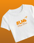 Lando Norris McLaren Papaya Women Girls Crop Top White Front View | Turn1 India