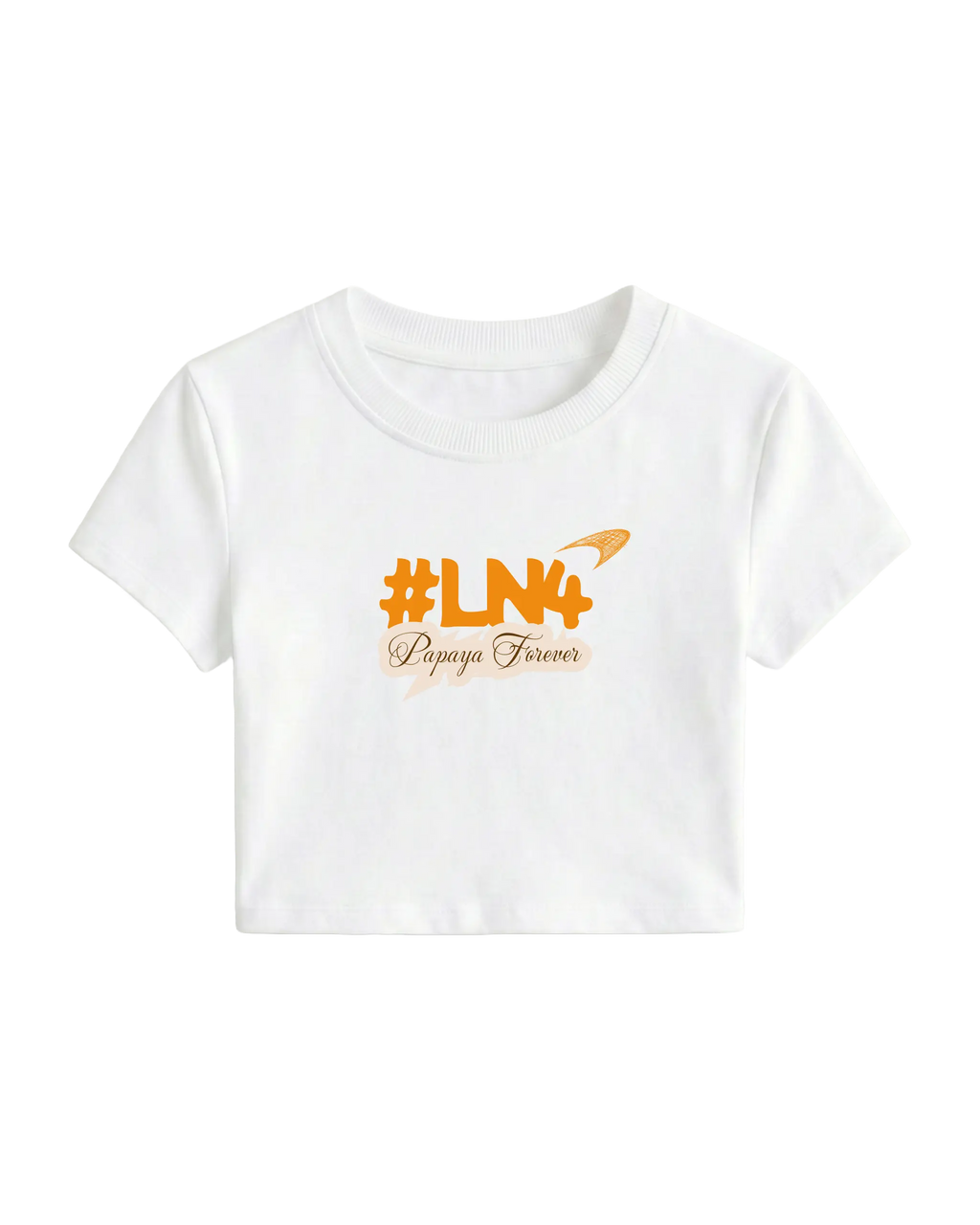 Lando Norris McLaren Papaya Women Girls Crop Top White Front View | Turn1 India