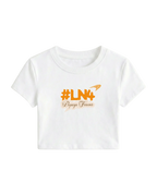 Lando Norris McLaren Papaya Women Girls Crop Top White Front View | Turn1 India