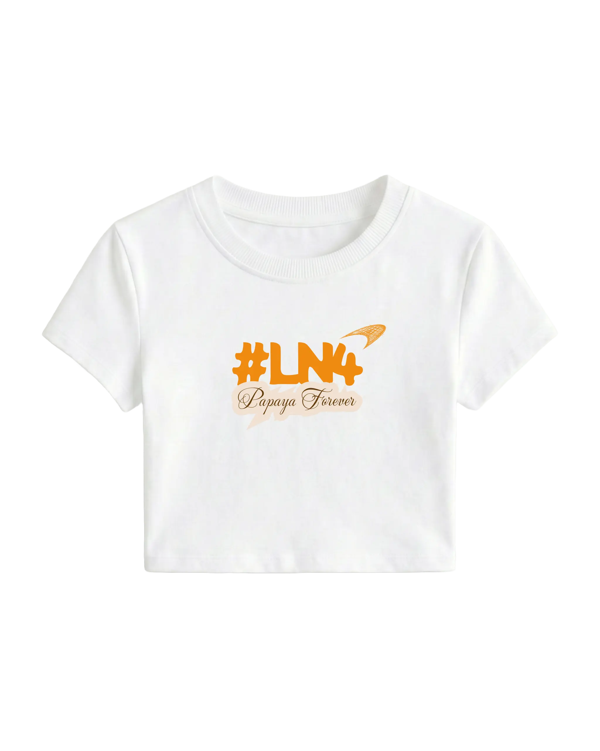 Lando Norris McLaren Papaya Women Girls Crop Top White Front View | Turn1 India