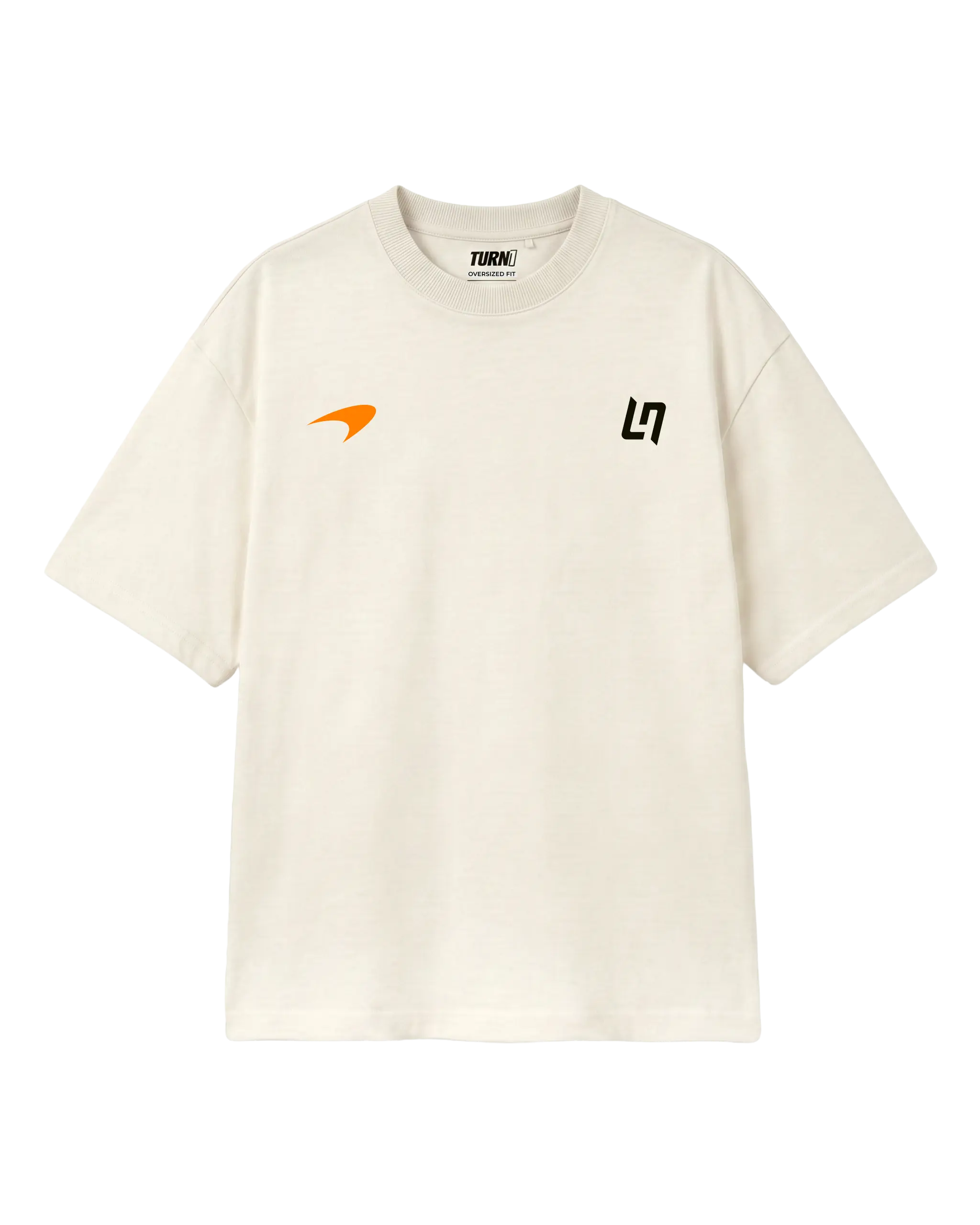 Lando Norris McLaren Racing Formula 1 World Champion Graphic F1 T-shirt Off-White Front View | Turn1 India