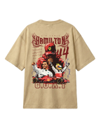 Formula 1 Tee | Lewis Hamilton GOAT F1 T-shirt | Unisex Oversized Fit | Beige | Back View | Turn1 India