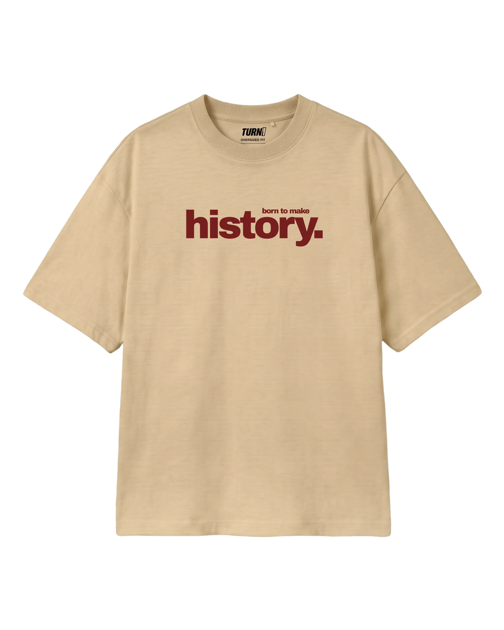 Formula 1 Tee | Lewis Hamilton GOAT F1 T-shirt | Unisex Oversized Fit | Beige | Front View | Turn1 India