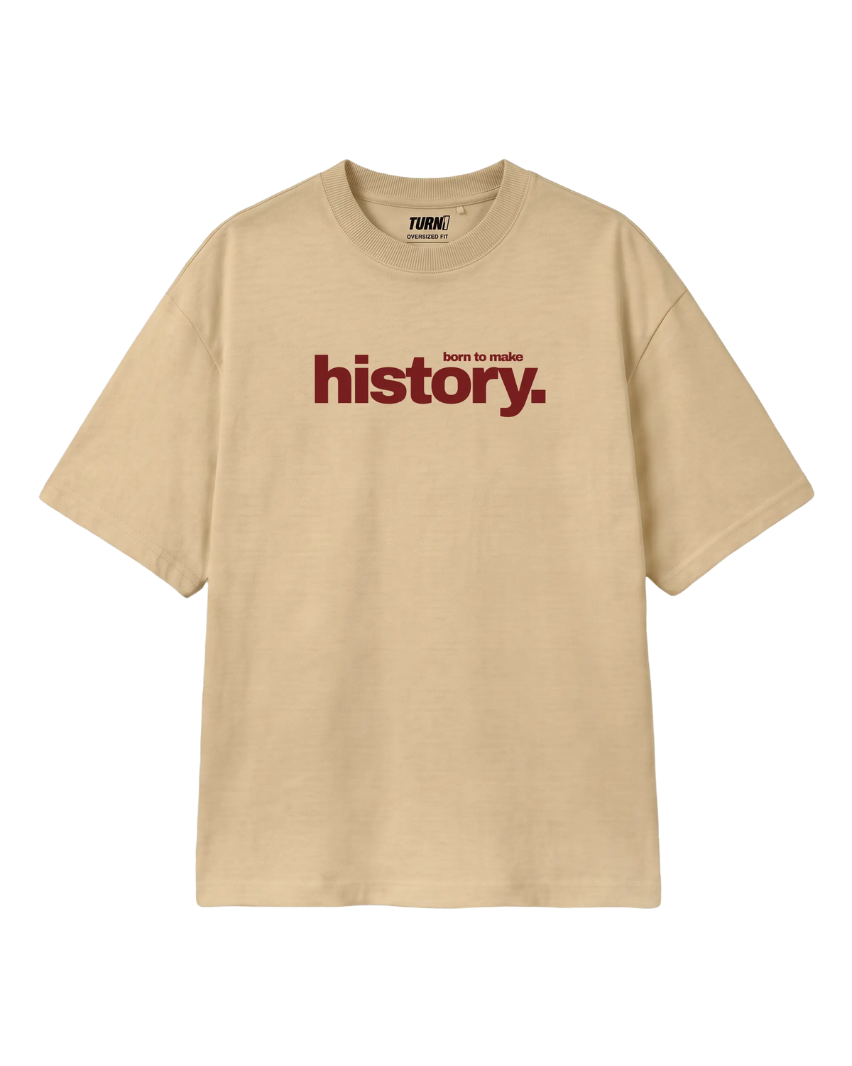 Formula 1 Tee | Lewis Hamilton GOAT F1 T-shirt | Unisex Oversized Fit | Beige | Front View | Turn1 India