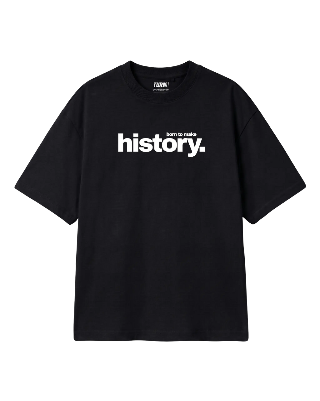 Formula 1 Tee | Lewis Hamilton GOAT F1 T-shirt | Unisex Oversized Fit | Black | Front View | Turn1 India