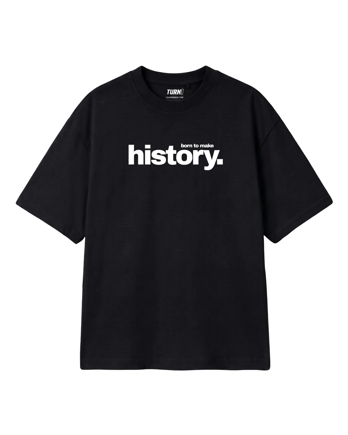 Formula 1 Tee | Lewis Hamilton GOAT F1 T-shirt | Unisex Oversized Fit | Black | Front View | Turn1 India