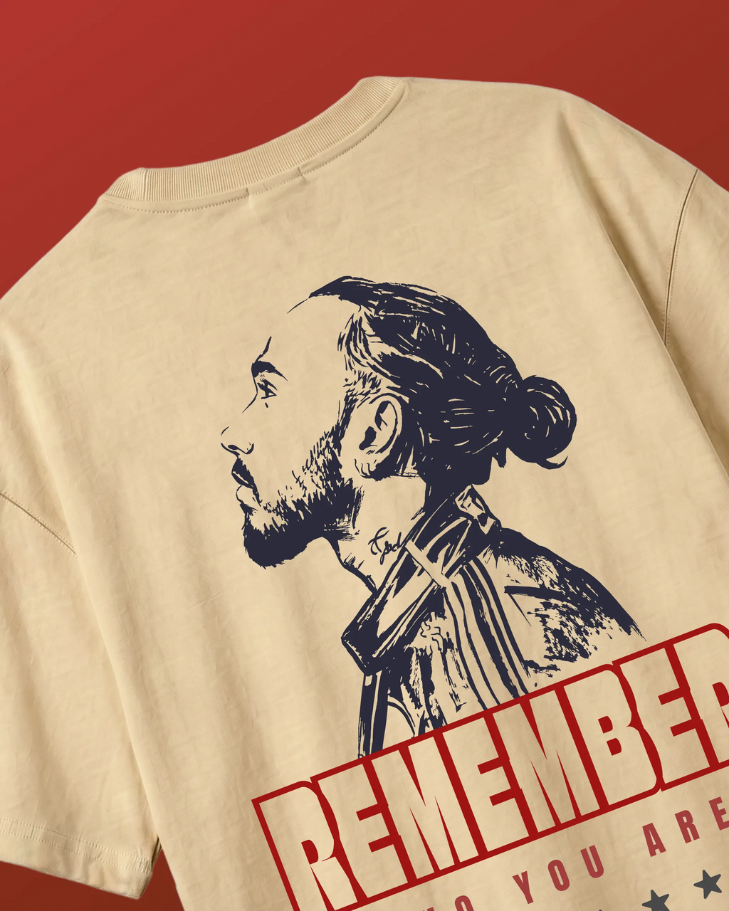 Lewis Hamilton Remember Who You Are F1 Unisex Oversized T-shirt Beige Back View | Turn1 India