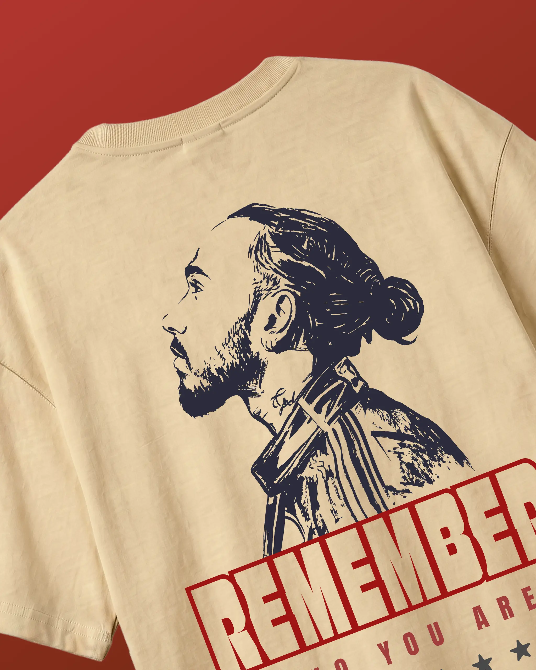 Lewis Hamilton Remember Who You Are F1 Unisex Oversized T-shirt Beige Back View | Turn1 India