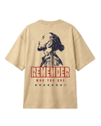 Lewis Hamilton Remember Who You Are F1 Unisex Oversized T-shirt Beige Back View | Turn1 India