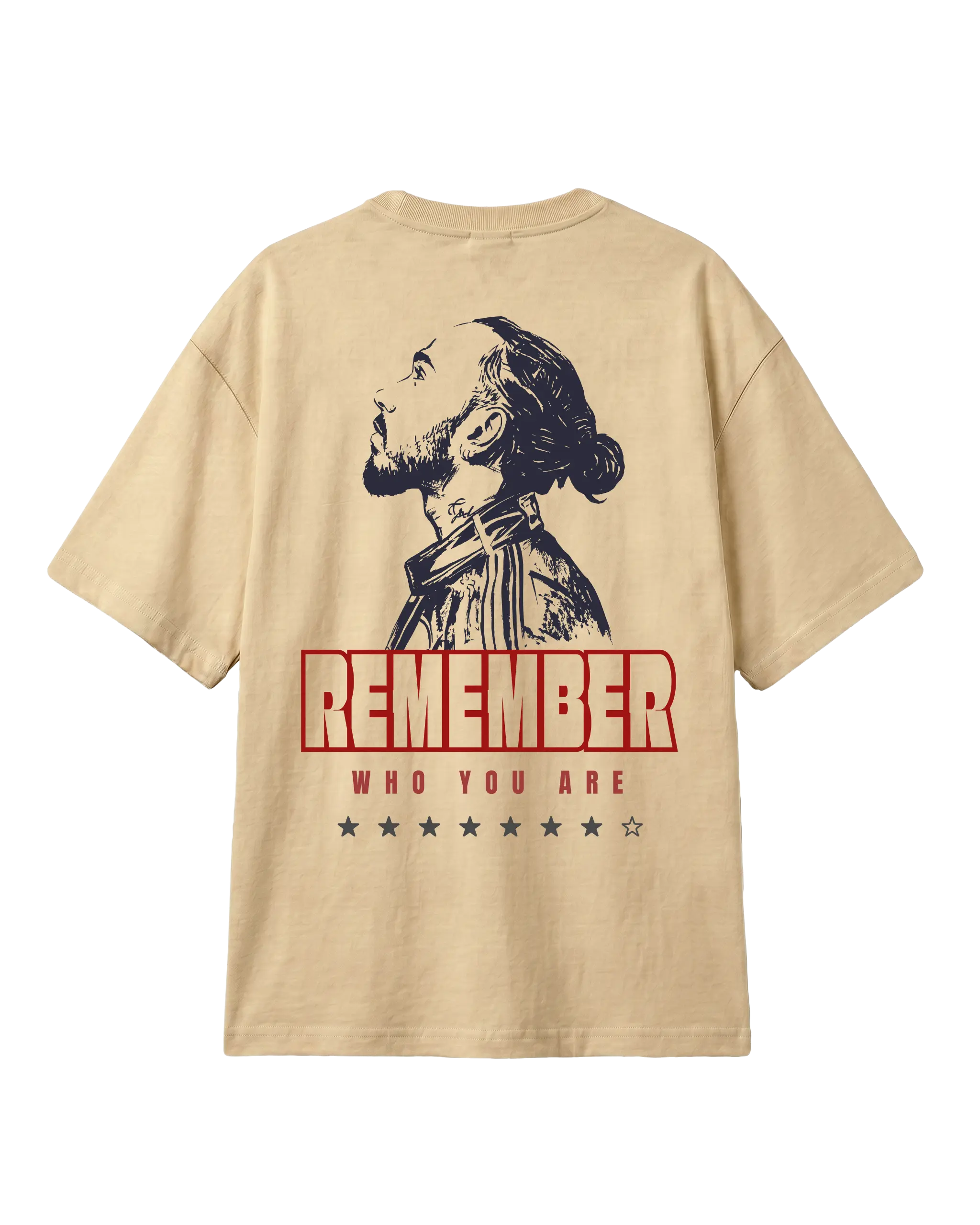 Lewis Hamilton Remember Who You Are F1 Unisex Oversized T-shirt Beige Back View | Turn1 India