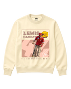 Lewis Hamilton Scooter F1 Unisex Sweatshirt Cream Colour Front View - Turn1 India