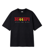 Lewis Hamilton Ferrari 44 Still We Rise F1 Unisex Oversized T-shirt Black Front View | Turn1 India