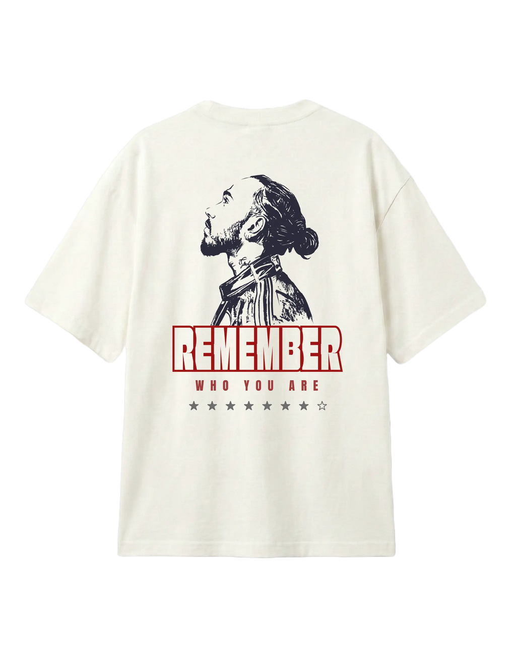 Lewis Hamilton Remember Who You Are Quote F1 Unisex Oversized T-shirt Off-White Back View | Turn1 India