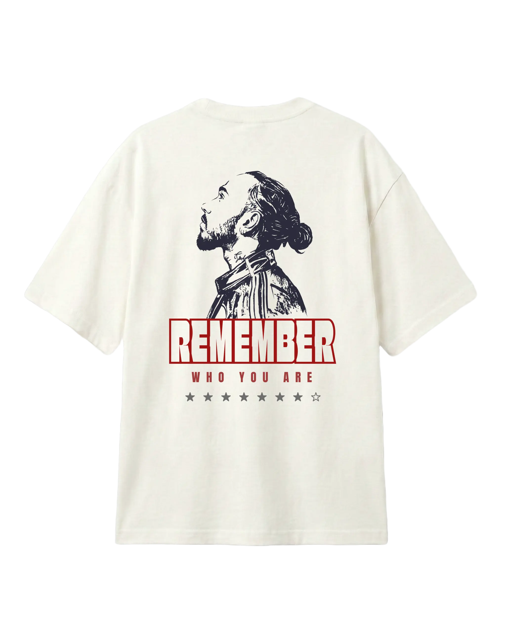 Lewis Hamilton Remember Who You Are Quote F1 Unisex Oversized T-shirt Off-White Back View | Turn1 India