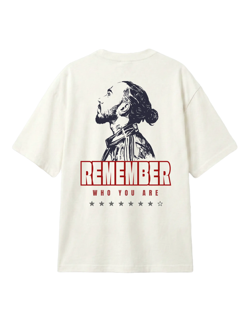 Lewis Hamilton Quote Remember Who You Are Fan Graphic F1 Unisex Oversized T-shirt Off-White Back View | Turn1 India | Premium Cotton