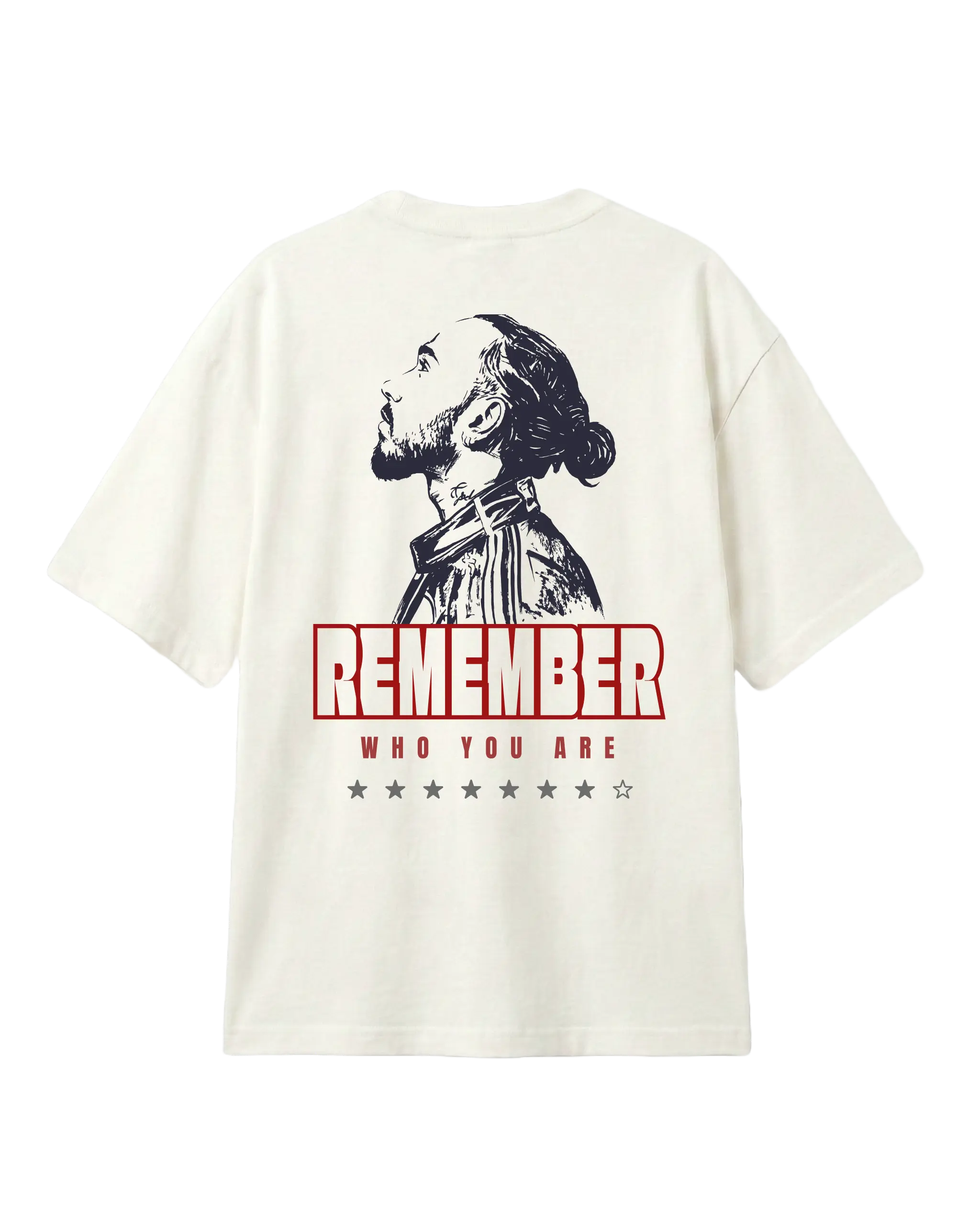 Lewis Hamilton Quote Remember Who You Are Fan Graphic F1 Unisex Oversized T-shirt Off-White Back View | Turn1 India | Premium Cotton
