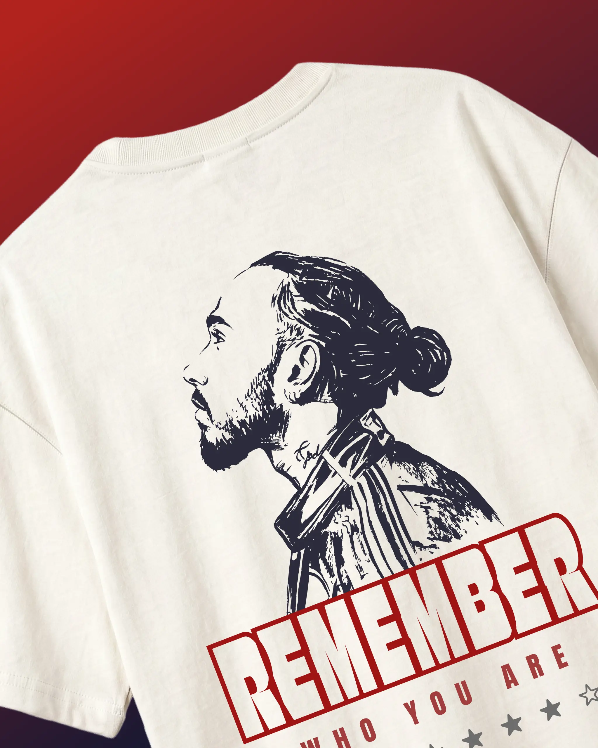 Lewis Hamilton Remember Who You Are Quote F1 Unisex Oversized T-shirt Off-White Back View | Turn1 F1 India