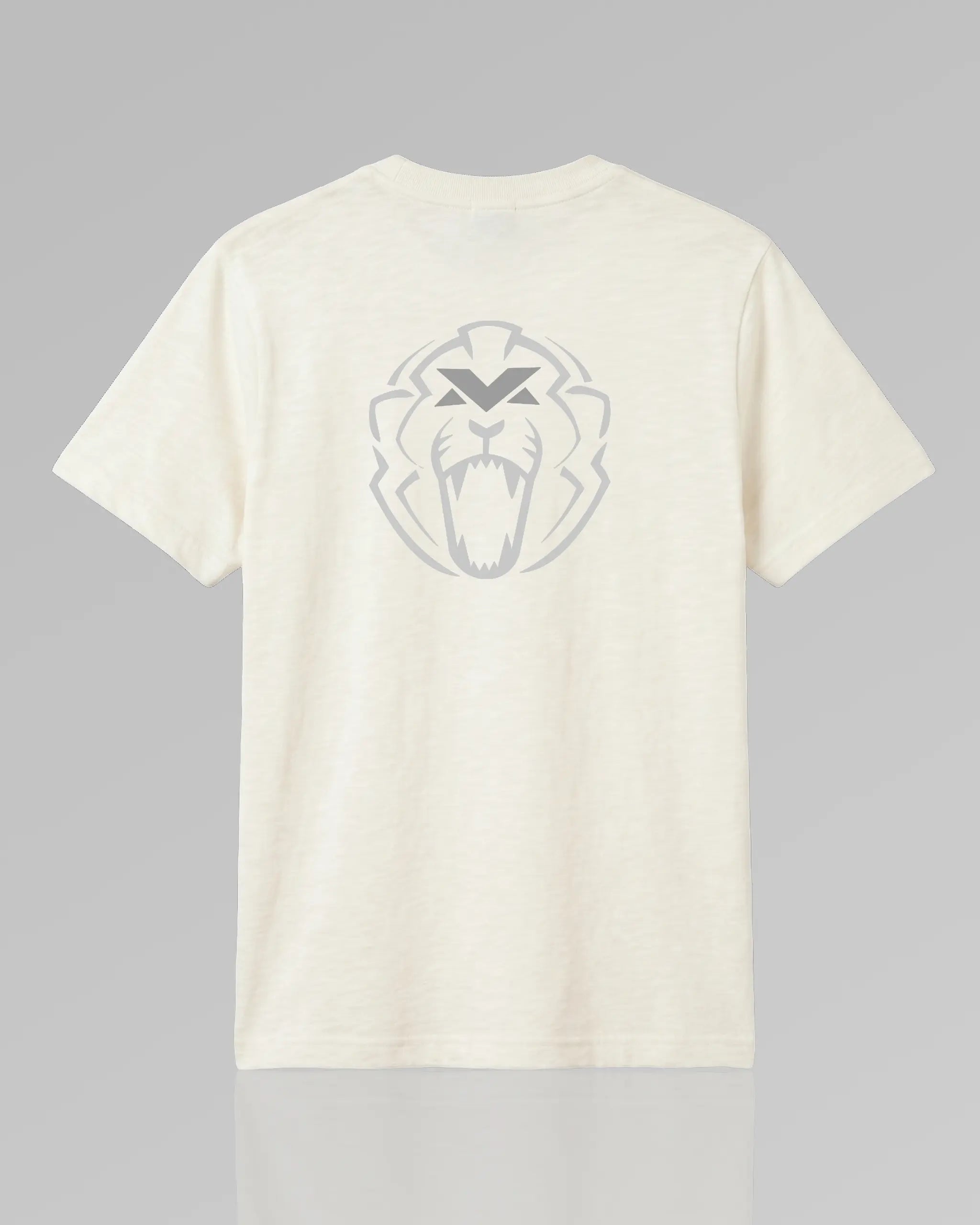 F1 Off white Unisex Regular fit Tshirt by Turn 1 Brand, an F1 Apparel brand of India. Max Verstappen fan graphic tshirt with front print "MAX Unleash the Lion" and back print of Max Verstappen's lion helmet design.