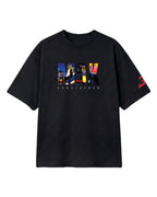 F1 Turn1 India Black Oversized Unisex Tshirt featuring fan graphic Max Verstappen, driver for Redbull Racing F1 team and his various iconic race moment