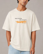 Male model man wearing Lando Norris McLaren Talent Quote F1 Graphic T-shirt Off-White Front View | Turn1 India