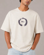 Male model man wearing Tokyo Race Vibes F1 Unisex Oversized T-shirt Off-White Front View | Turn1 India