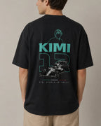 Male model man wearing Kimi Antonelli F1 Unisex Oversized T-shirt Black Back View | Turn1 India