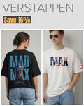 Oversized Max Verstappen T-shirt, zwart en off-white, grafische rug- en frontprint