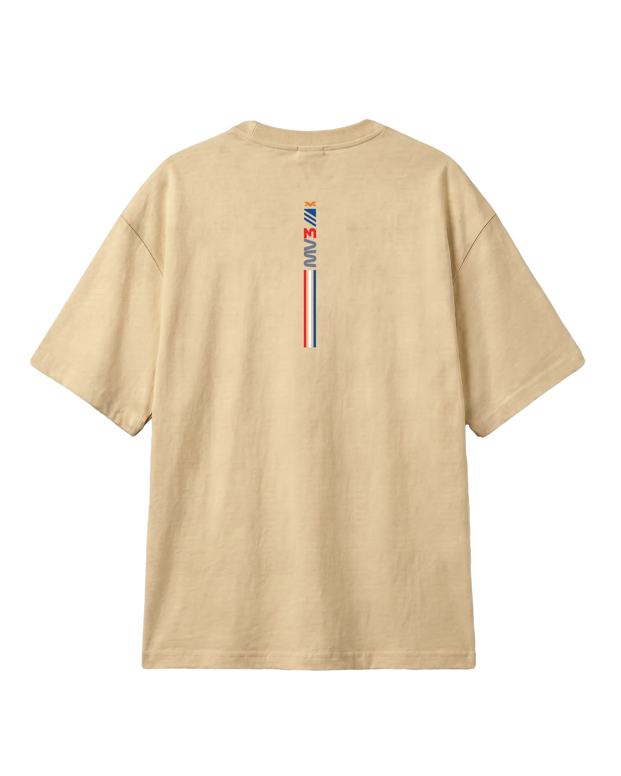 Max Verstappen No Risk Full Push F1 Unisex Oversized T-shirt Beige Back View | Turn1 India