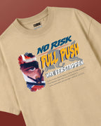 Max Verstappen No Risk Full Push F1 Unisex Oversized T-shirt Beige Front View | Turn1 India