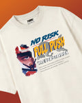 Max Verstappen No Risk Full Push F1 Unisex Oversized T-shirt Off-White Front View | Formula 1 T-shirts | Turn1 India