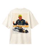 Max Verstappen Redbull Formula 1 World Champion Unisex Oversized F1 T-shirt Off-White Back View | Formula 1 Tshirt | Turn1 India