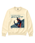Max Verstappen Attitude F1 Unisex Sweatshirt Cream Colour Front View with crew neck and large Max Verstappen graphic print -Turn1 India