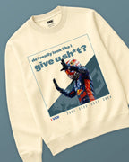 Max Verstappen Attitude F1 Unisex Sweatshirt Cream Colour Front View with crew neck and large Max Verstappen graphic print -Turn1 India