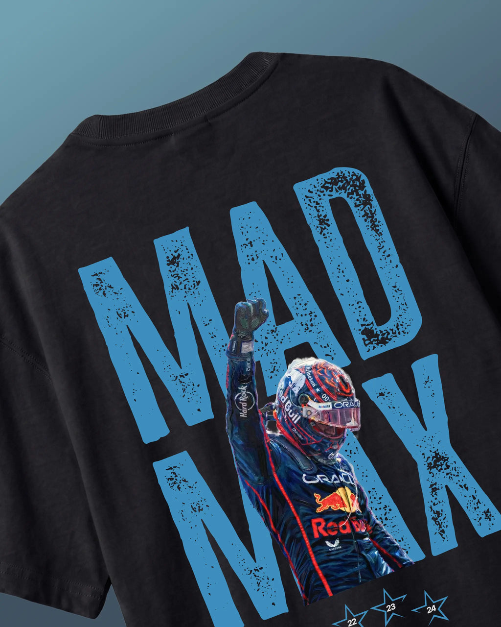 Max_Verstappen, RedBull Racing F1 driver Mad Max fan graphic Black Colour Back View | Turn1 India
