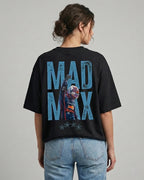 Female model wearing Max Verstappen F1 Unisex Oversized T-shirt Black Colour Back View | Turn1 India