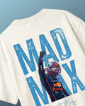 Max_Verstappen, RedBull Racing F1 driver Mad Max fan graphic F1 Unisex Oversized T-shirt Off-White Colour Back View