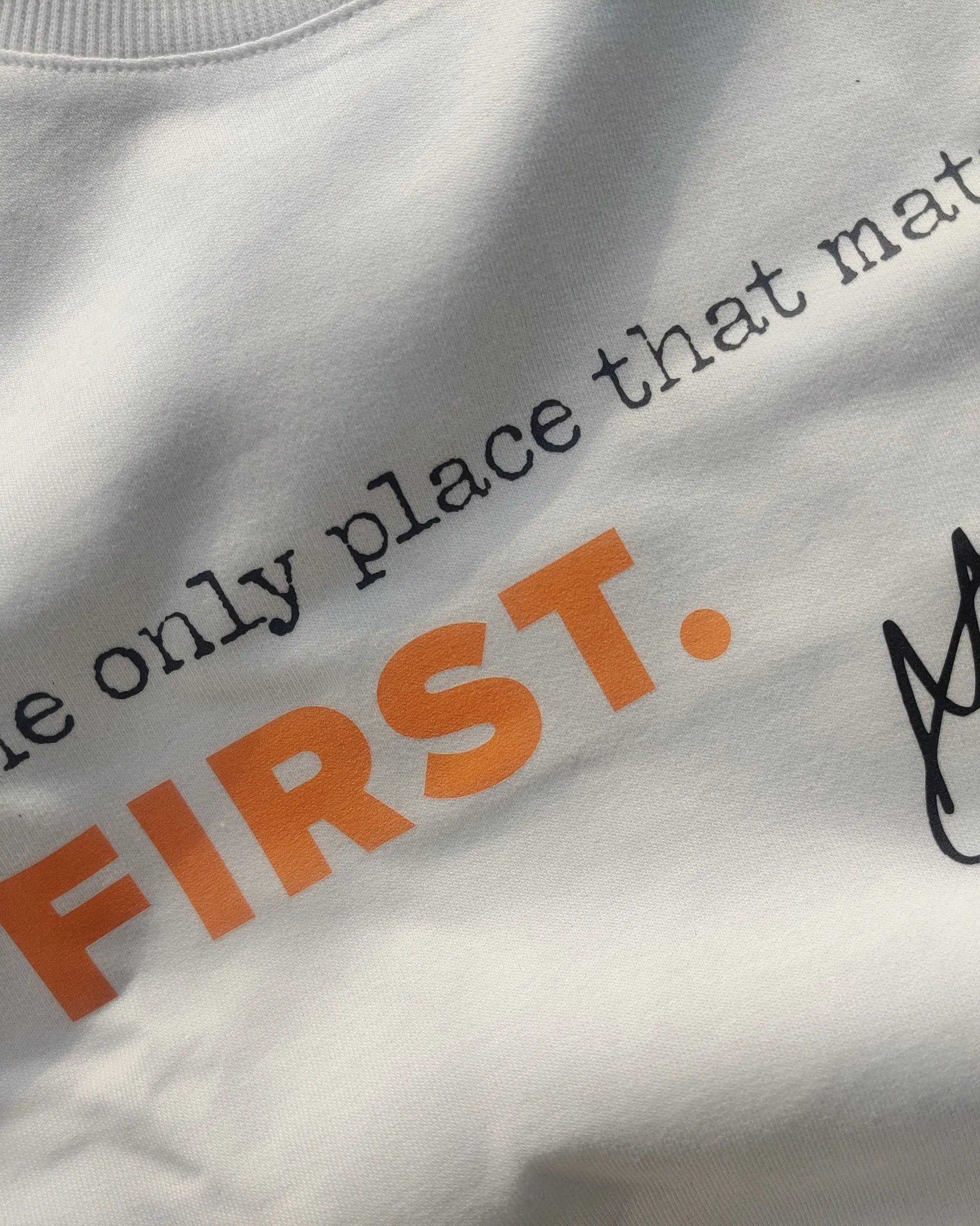 Close-up of Max Verstappen F1 Unisex Oversized T-shirt Off-White Colour | Turn1 India